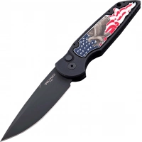 Автоматический складной нож Pro-Tech TR-3 B. Shaw Designed «3D coin struck» Eagle Inlay, клинок черный, сталь 154CM, рукоять алюминий купить в Старом Осколе