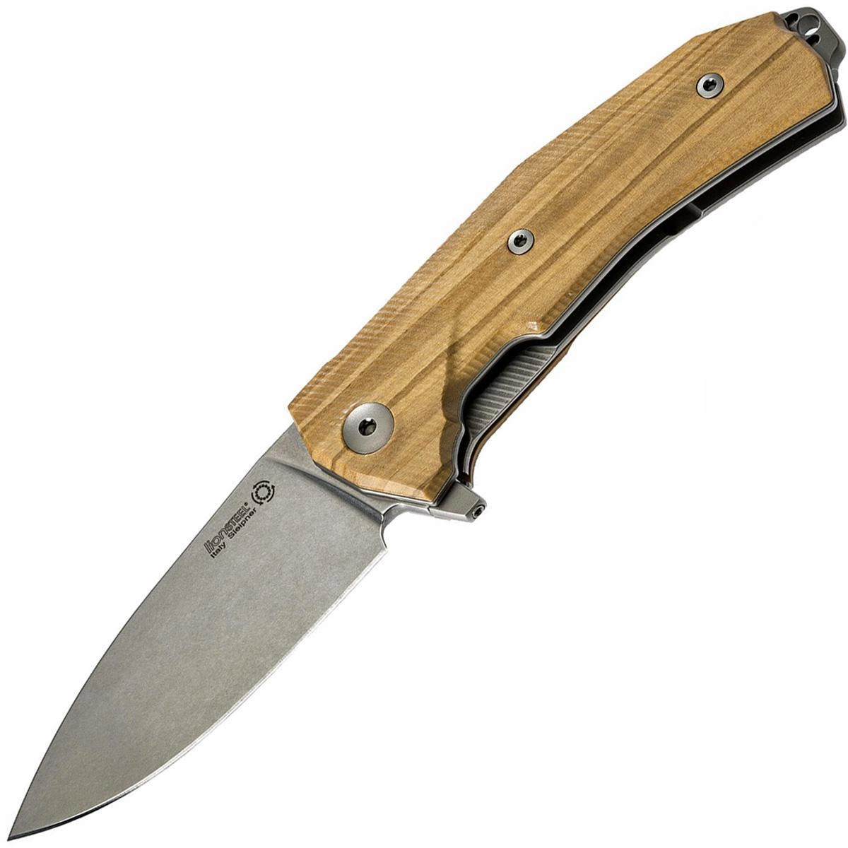 Нож складной LionSteel KUR UL Olive Wood Flipper, сталь Uddeholm Sleipner®, рукоять оливковое дерево