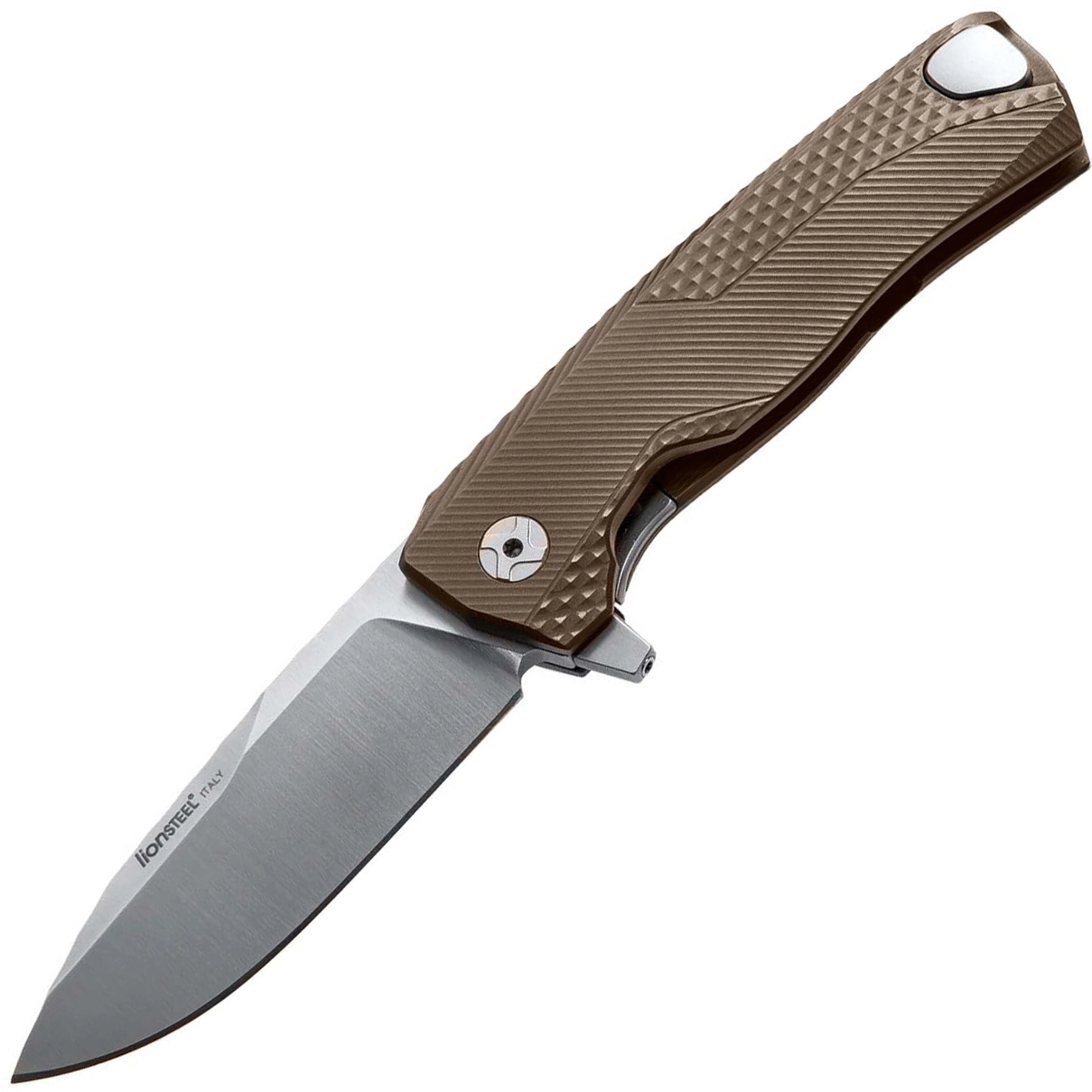 Нож складной LionSteel ROK B, сталь Bhler M390 Satin Finish, рукоять титан, бронзовый цвет