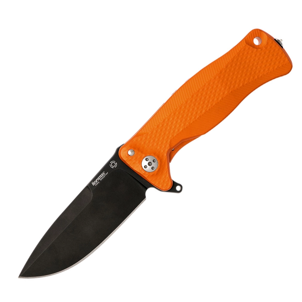 Нож складной LionSteel SR11A OB ORANGE, сталь Uddeholm Sleipner® Black Finish, рукоять алюминий (Solid®), оранжевый