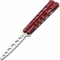 Тренировочный нож-бабочка (балисонг) Balisong Trainer, Boker Plus 01BO712, клинок из нержавеющей стали Zero-ground Plain (без заточки), рукоять стеклотекстолит G10, красный купить в Старом Осколе